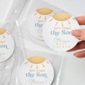 Retro Sunshine Boy Baby Shower ラウンドシール