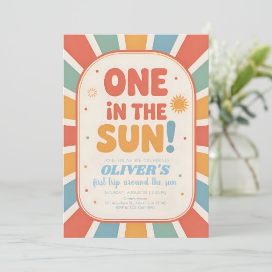 Retro Sunshine First Birthday 招待状 (スタンド正面)