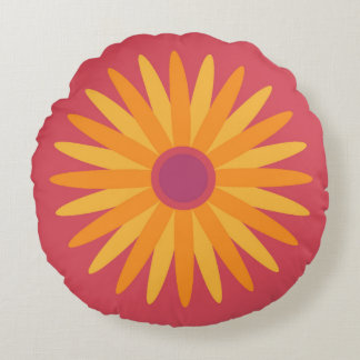 Retro Sunshine Flower Pillow ラウンドクッション