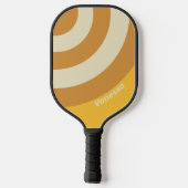 Retro Sunshine Mustard Circle Stripe with Name ピックルボールラケット (裏面)