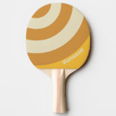 Retro Sunshine Mustard Circle Stripe with Name 卓球ラケット (裏面)