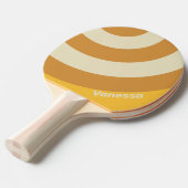 Retro Sunshine Mustard Circle Stripe with Name 卓球ラケット (正面アングル)