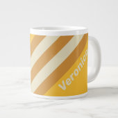 Retro Sunshine Mustard Stripes with Name ジャンボコーヒーマグカップ (正面右)
