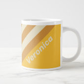 Retro Sunshine Mustard Stripes with Name ジャンボコーヒーマグカップ (右)