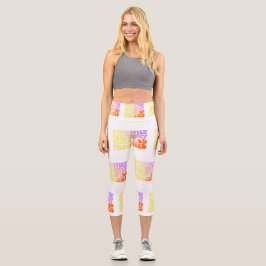 Retro Sunshine Patterns – Bold Colorful カプリレギンス