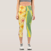 Retro Sunshine Patterns – Bold Colorful  カプリレギンス (正面)