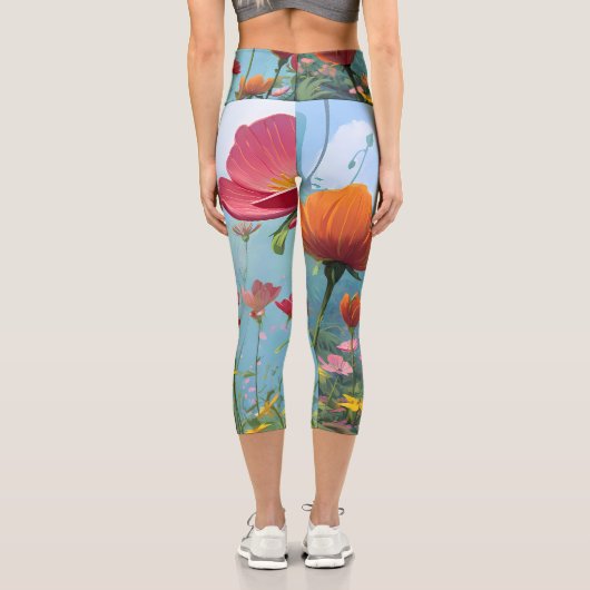 Retro Sunshine Patterns – Bold Colorful  カプリレギンス (裏面)