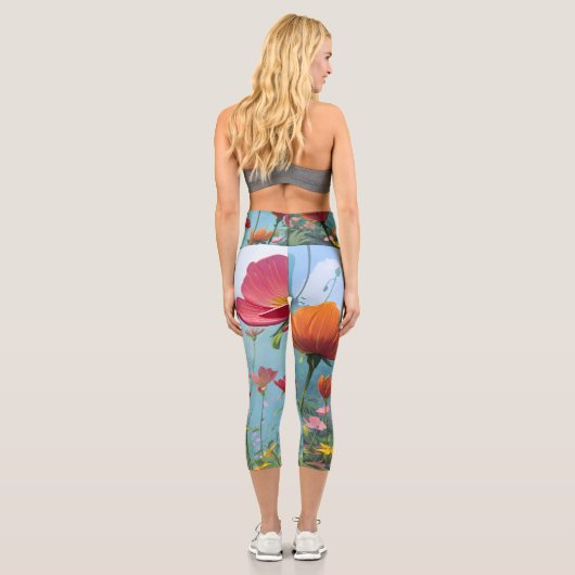 Retro Sunshine Patterns – Bold Colorful カプリレギンス (裏面)