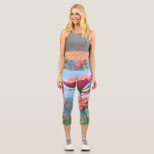 Retro Sunshine Patterns – Bold Colorful  カプリレギンス (正面)