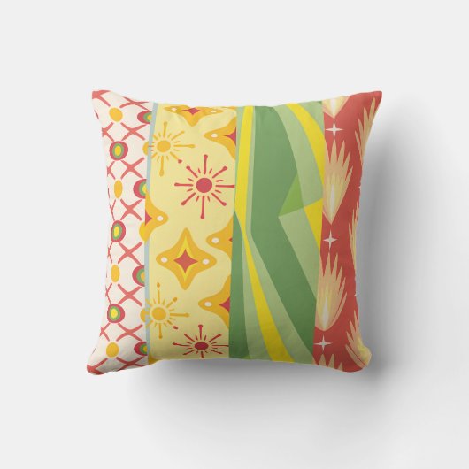 Retro Sunshine Patterns – Bold Colorful クッション (裏面)