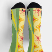 Retro Sunshine Patterns – Bold Colorful ソックス (上部)