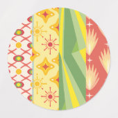 Retro Sunshine Patterns – Bold Colorful  ラベル (デザイン1)