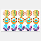 Retro Sunshine Patterns – Bold Colorful  ラベル (シート)