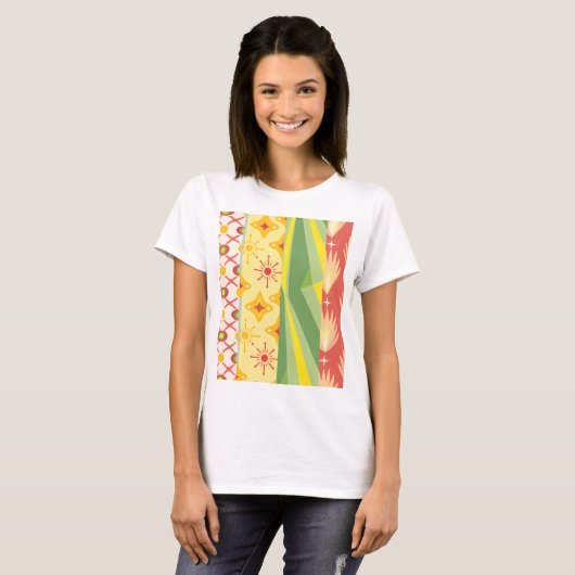 Retro Sunshine Patterns – Bold Colorful  Tシャツ (正面フル)