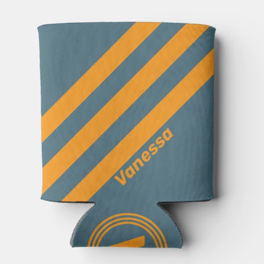 Retro Sunshine Three Stripes with Name 缶クーラー (裏面)