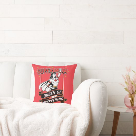Retro Super Mom Queen of Everything Art Tee クッション (ソファ)