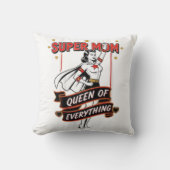 Retro Super Mom Queen of Everything Art Tee クッション (正面)