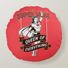 Retro Super Mom Queen of Everything Art Tee ラウンドクッション