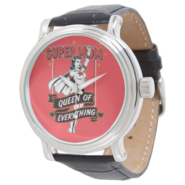 Retro Super Mom Queen of Everything Art Tee 腕時計 (アングル)