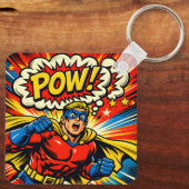 Retro Superhero POW! Comic Book Pop Art キーホルダー (裏面)