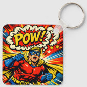 Retro Superhero POW! Comic Book Pop Art キーホルダー (裏面)