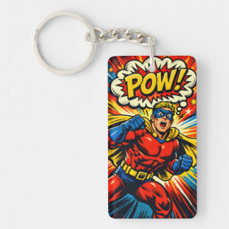Retro Superhero POW! Comic Book Pop Art キーホルダー