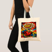 Retro Superhero POW! Comic Book Pop Art トートバッグ (正面(商品))
