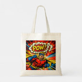 Retro Superhero POW! Comic Book Pop Art トートバッグ (裏面)