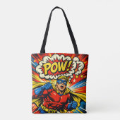 Retro Superhero POW! Comic Book Pop Art トートバッグ (裏面)