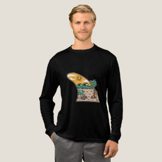 Retro Surf Fin Beach Scene T-Shirt トライブレンドＴシャツ