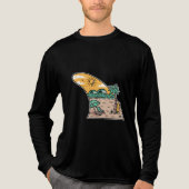 Retro Surf Fin Beach Scene T-Shirt トライブレンドTシャツ (正面)