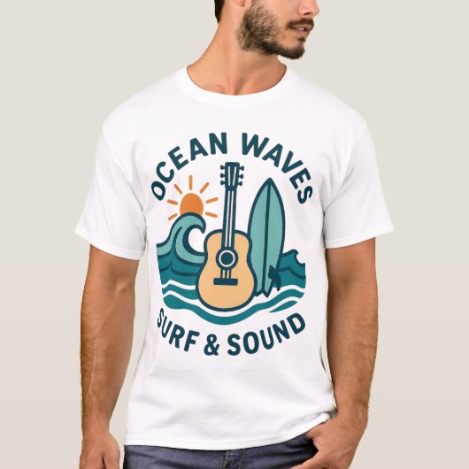 Retro Surf Guitar Illustration Tシャツ (正面)