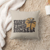 Retro Surf Sand Sunsets Palm Tree Beach Vibes クッション (ブランケット)