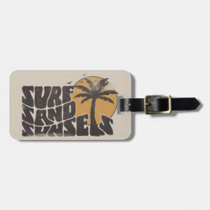 Retro Surf Sand Sunsets Palm Tree Beach Vibes ラゲッジタグ