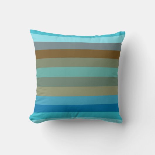 Retro Surf Stripe 1970s Beach Rainbow   クッション (正面)
