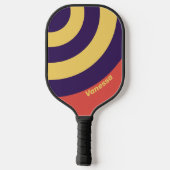 Retro Surf Sunset Circle Stripe with Name ピックルボールラケット (裏面)