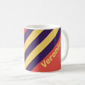 Retro Surf Sunset Stripes with Name コーヒーマグカップ (正面右)