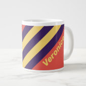 Retro Surf Sunset Stripes with Name ジャンボコーヒーマグカップ (正面右)