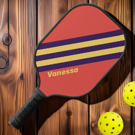 Retro Surf Sunset Stripes with Name ピックルボールラケット