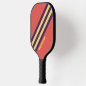 Retro Surf Sunset Stripes with Name ピックルボールラケット (左)