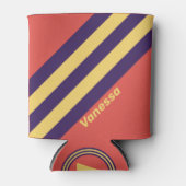 Retro Surf Sunset Stripes with Name 缶クーラー (正面)