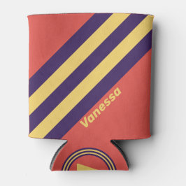 Retro Surf Sunset Stripes with Name 缶クーラー