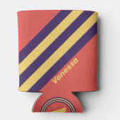 Retro Surf Sunset Stripes with Name 缶クーラー (裏面)