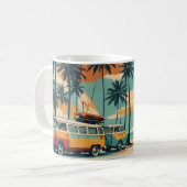 Retro Surf Van & Palm Trees Coffee Mug | Tropical  コーヒーマグカップ (正面左)