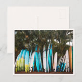 Retro Surfboards in Kauai Hanalei Beach ポストカード (正面/裏面)
