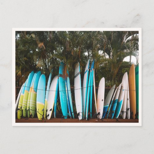 Retro Surfboards in Kauai Hanalei Beach ポストカード (正面)