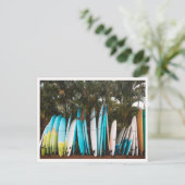 Retro Surfboards in Kauai Hanalei Beach ポストカード (スタンド正面)