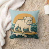 Retro Surfer Dog Art - Reversible Surfboard Print クッション (ブランケット)