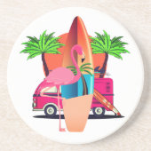 Retro Surfer Flamingo Beach Party Vibe コースター (正面)