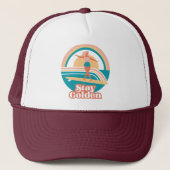 Retro Surfer Girl Stay Golden Coastal キャップ (正面)